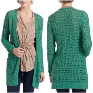 Anthro Far Away From Close Green Knit Cardigan